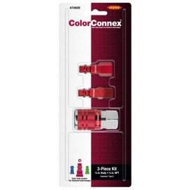 ColorConnex Coupler & Plug Kit, Industrial Type D, 1/4" NPT, Red, 3-Piece - A73452D