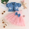 XIXIMAON Baby Girl Summer Outfits Bow Sleeveless Tulle Skirt Dot