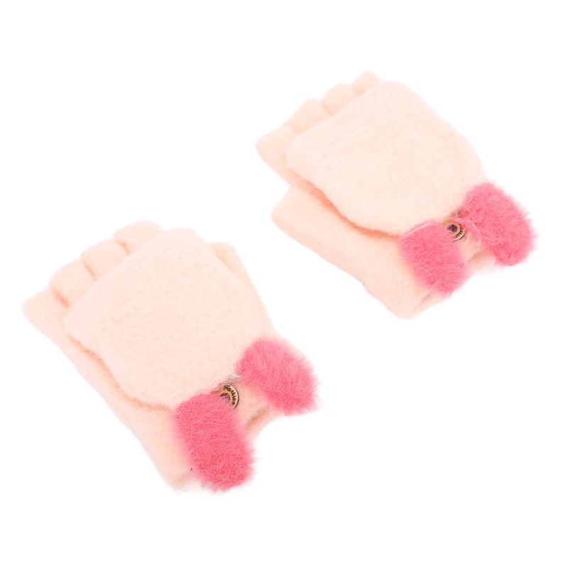 USB Heated Knitted Flap Gloves Half Finger 5V Winter Heating