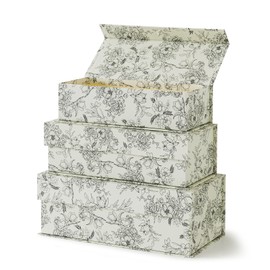 Soul & Lane Decorative Storage Boxes with Lids, Set of 3, Keepsake Box with Magnetic Closure, Photo Storage Box, Versatile Gift Boxes for Home Décor & Document Storage, Elegant Floral