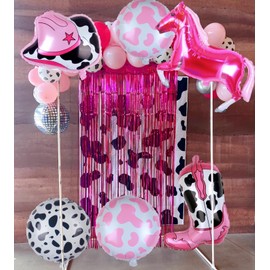 Kwuz Western Cowgirl Balloons Pink Party Decorations, Retro Horse Cowgirl Hat Boot Balloons Girls Western Theme Rodeo Birthday Party Baby Shower Gender Reveal Decorations Supplies Favors Decor