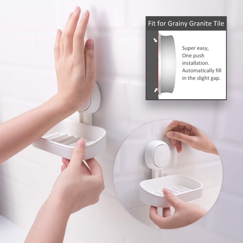 LEVERLOC Soap Holder Suction Cup NO-Drilling & Removable Suction Soap