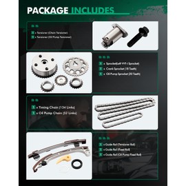 SCITOO Timing Chain Kit fits for Pontiac VIBE 2.0L 2.4L DOHC 16v 1AZFE 2AZFE 2001-2011 Toyota RY COROLLA XRS HIGHLANDER RAV4 Scion tc xb