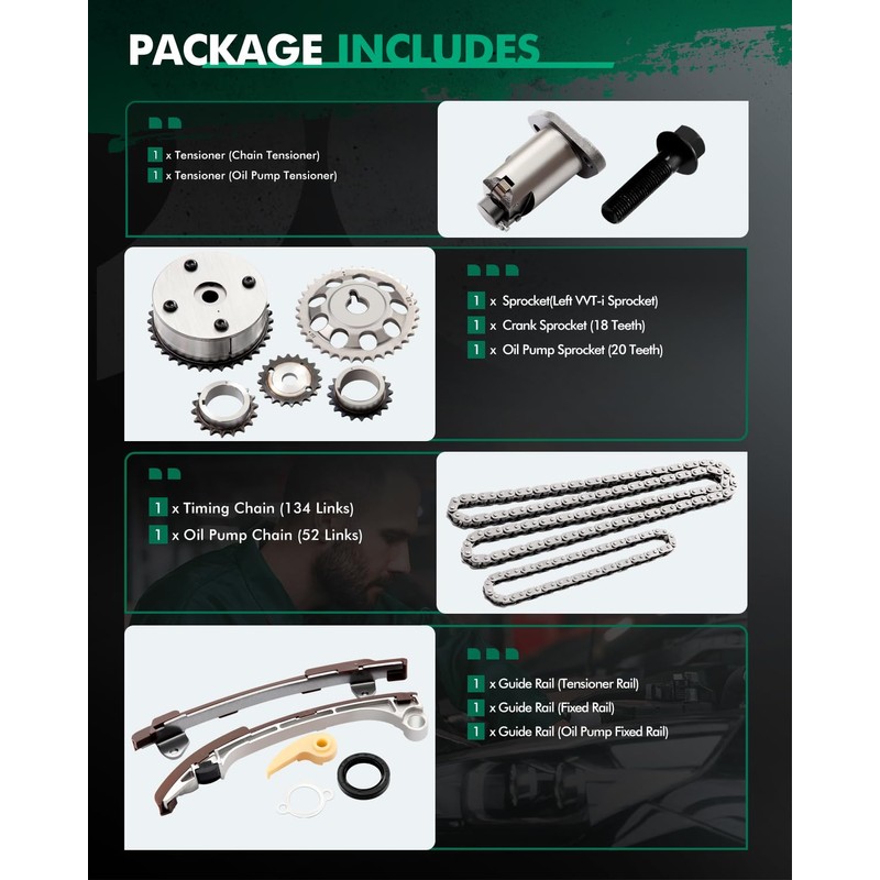 SCITOO Timing Chain Kit fits for Pontiac VIBE 2.0L 2.4L