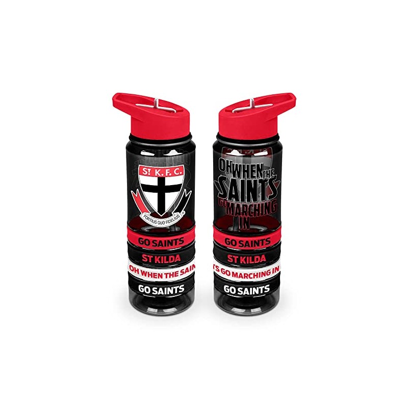 St Kilda Saints AFL Tritan Drink Bottle with Wrist Bands