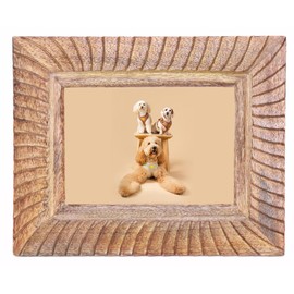indoStrides Hand Carved Mango Wood 5x7 Picture Frame with Real Glass for Tabletop and Wall Mount use