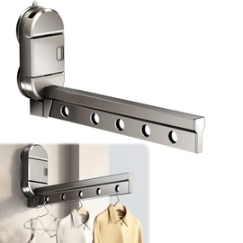 Indoor Clothes Dryer, Suction Cup Wall Hanger, Folding Hanger, Laundry Drying, Rainy Day Use, Rainy Season, Includes 5 Windproof Hooks, Space Saving, Scratch Resistant Walls, Aluminum, For Indoors,