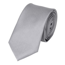 Fabio Farini - Plain-Coloured, Elegant Tie - Choice of Length: 6 cm or 8 cm - Silver