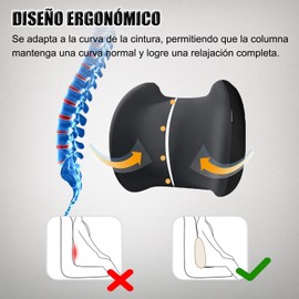 2 en 1 Soporte Lumbar para Auto, Almohada de apoyo lumbar para coche, cojín de apoyo cómodo para la espalda, 100% espuma viscoelástica para silla de oficina (Almohada de cabeza + almohada lumbar）