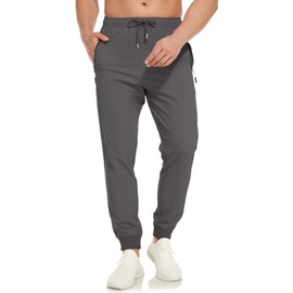 SPOSULEI Joggers for Mens Lightweight Athletic Workout Hiking Pants Summer Quick Dry Tech Casual Travel Gym Jogging Sweatpants with Pockets Darkgrey Medium/28