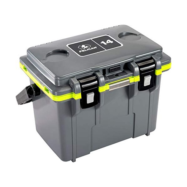 Pelican 14 Quart Personal Cooler (Dark Grey/Green) | Holds 6