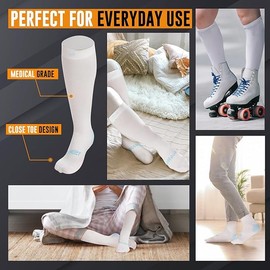 Doc Miller TED Hose Stockings Anti Embolism Knee High for Women & Men,15-20mmhg Compression Socks, Hospital Style Surgical Stockings, Support Hose with Inspection Hole, 4X-Large Plus Size, 1 Pair