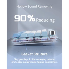 MageGee SKY81 75% Mechanical Gaming Keyboard, Hot Swappable Wired Custom Creamy Keyboards with 5-Layer Sound Dampening, Knob Control, RGB Backlit, NKRO for Win/Mac (Ice Sea Blue, Pink Bear Switch)