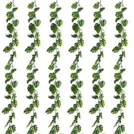 Zeyune Enredaderas Artificiales de Hojas de Monstera de 5,9 Pies Plantas Colgantes Falsas Guirnalda de Vegetación para Jardín Porche Jungla Luau Safari Playa Hawaiana Fiesta de Boda (6 Piezas)