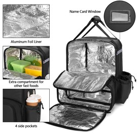 Trunab Expandable Food Delivery Backpack with 4 Cups Holder, 14” Pizza Delivery Bag with Support Boards, Insulated Delivery Bag with Reflective Strip for Bike Delivery, Uber Eats (Patent Design)