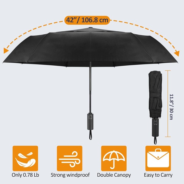 annstar Compact Umbrella Windproof Strong - Double Canopy, Light Weight,