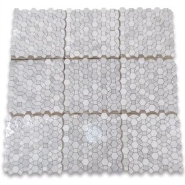 Stone Center Online C392XH Sun flower Carrara Venato Carrera Marble Ring Backsplash Tile Honed