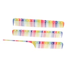 Outanaya 3pcs Rainbow Haircut Combs Set Plastic Hair Styling Combs for Hair Salon for Barbers and Home Use Random Style