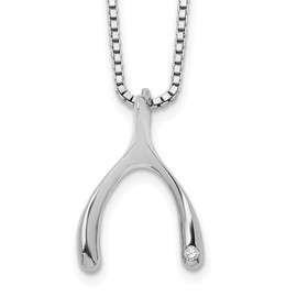 IceCarats 925 Sterling Silver 18 inch Diamond Wishbone Slide Pendant Necklace