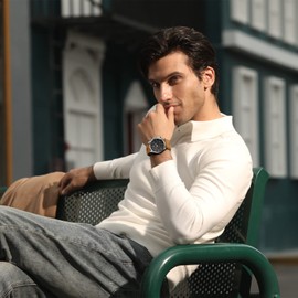 BY BENYAR Watches for Men Chronograph Waterproof Men's Wrist Watches Business Work Casual Sport Fashion Brown Leather Mens Dress Watch Unique Elegant Gifts for Men