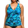 Yonique Women Plus Size Tankini Top Only Tummy Control Bathing