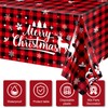 Merry Christmas Buffalo Plaid Table Covers Snowflake Tablecloth Plastic Gingham