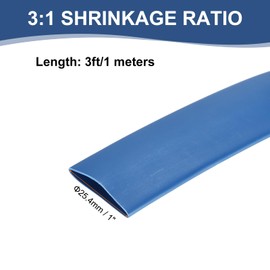 MECCANIXITY 1 Inch Heat Shrink Tubing Waterproof, 3:1 Dual Wall Marine Adhesive Lined Industrial Heat Shrink Tube Wiring Wrap 3ft, Blue