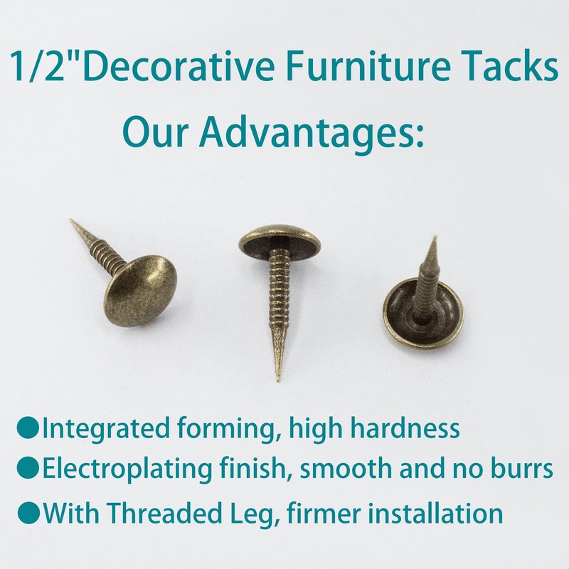 AUXBC 100 PCS Mini Upholstery Nails, 1/2" Decorative Furniture Tacks,