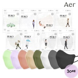 AER 피크V 라이트핏 KF94 30매 새부리형 컬러마스크 [대형/중형/소형] [화이트/블랙/그레이/베이지] Peak V Light Fit KF94 30 Sheets Duckbill Color Mask [Large/Medium/Small] [White/Black/Grey/Beige]