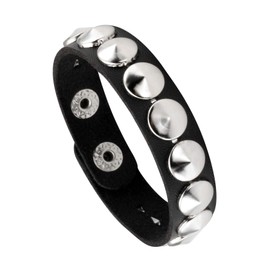 MILAKOO Black Punk Leather Armband - Spike Studded Rivet Punk Rock Armband - Adjustable, Base Metal