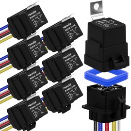 Hamolar 8 Pack 80/60 AMP Waterproof Car Relay and Harness - Heavy Duty 12 AWG Copper Wires, 12V DC 5-PIN SPDT Automotive Relays Kit