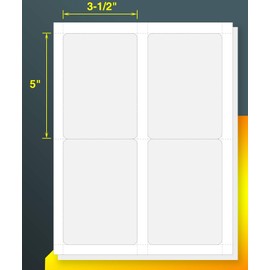 4UP 3.5" x 5" Shipping,Address,Mailing&Barcode Labels for Laser & Inkjet Printers[100 Sheets,400 Labels]