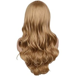 Long Blonde Wavy Wigs Synthetic Fiber Hairpiece Heat Resistant Side Part Ombre Blonde Wigs for Women