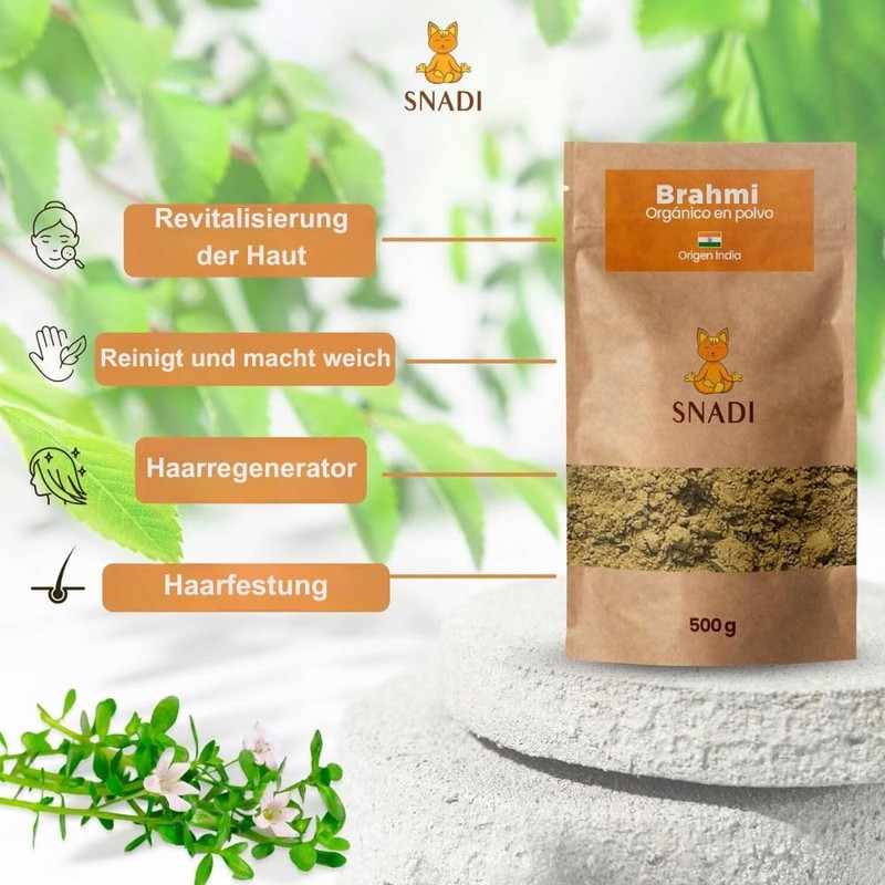 Snadi - Organic Brahmi Powder 100%, 500g | Real from