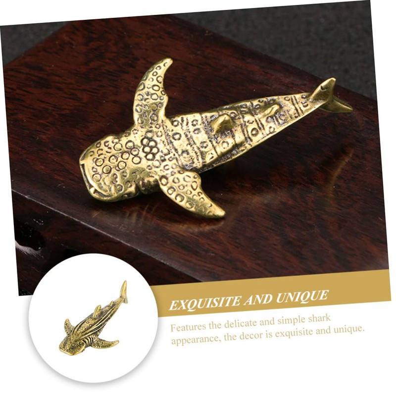 CORHAD Brass Shark Ornament Unique Desktop Decoration Small Shark Sculpture