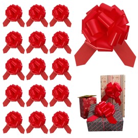 6 PCS Pull Bows 6 Inch Red Bows for Gift Wrapping Wedding Basket Decorated Car Bow Birthday Party Christmas Gift as Well as Valentine's Day Gift Decorations