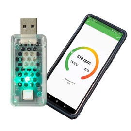 LUXAFOR CO2 Dongle – Plug in Wall CO2 Detector – Monitor Carbon Dioxide, Temperature and Humidity – Made for Indoors, Cars and Travel, Powered by USB Socket