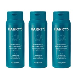 Harry's 3 x Harry's Extra Strength 2-in-1 Anti Dandruff Shampoo and Conditioner 14 oz