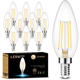 Cotanic Dimmable E12 LED Candelabra Bulb 4000K Daylight, Ceiling Fan Light Bulbs Small Base,60W Equivalent,Type B Bulb for Chandelier,Vintage B11 LED Candle Shape with Clear Glass,600LM,10 Pack