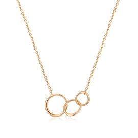 MEVECCO Gold Dainty Generations Necklace for Grandma 3 Circles Necklace 18k Gold Plated 3 Interlocking Infinity Circles Mom Granddaughter Mothers Day Jewelry Birthday Gift