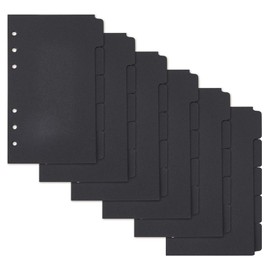 SUPERFINDINGS 30 Sheets 5 Tab Binder Dividers A6 Paper 6-Hole Binder Dividers 17.3x10.4cm A6 Notebook Index Dividers with Tabs Black Write On Dividers for Notebook Folders Schedule