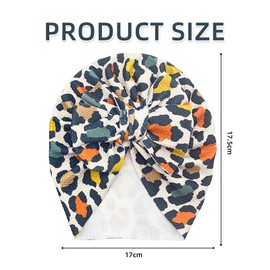 SHANFAA Cute Leopard Print Baby Turban Hats with Bow,Baby Hat for Girls, Baby Boys Caps, Toddler, Newborn,Infant Hat Unisex Multicolour