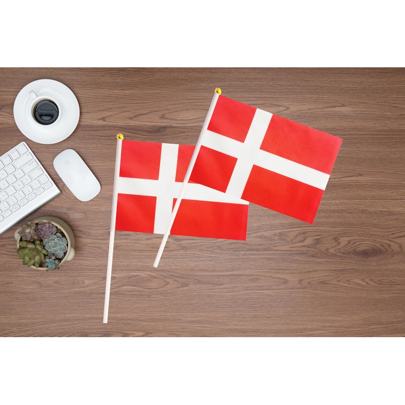 50 Pack Denmark Danish on Stick Flags,Small Mini Hand Held
