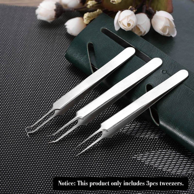 3pcs Acne Clip Facial Pimple Comedone Nippers Curved Straight Blackhead