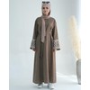 Embroidered Muslim Abaya Long Sleeve Dubai Dress Turkish Robe Zipper