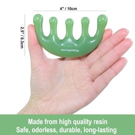 HappyStream Scalp Massage Tool Head Massager. Resin Massage Comb Gua Sha Fascial Tools for Scalp Care Hair Growth Stress Relax Headaches Meridian Acupoint Treatment Trigger Point Therapy. (Green)