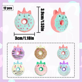 WELANE Cute Erasers, 12 PCS Unicorn Donut Pencil Eraser for School Supplies, Classroom Prizes (3cm/1.18in)