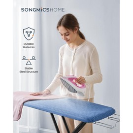 SONGMICS HOME Ironing Board, Foldable Iron Board, Height Adjustable up to 35 Inches, with 4 Layered Cover and Pad, Iron Rest, Hook, Steel X-Legs, for Home, Laundry Room, Dorm, Midnight Blue ULLB001Q01