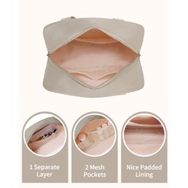 Full Size Toiletry Bag Large Cosmetic Bag Women's Wash Bag Travel Makeup Bags Organiser for Children and Women, A-light brown