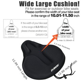 DAWAY C9 Foam Gel Padded Bicycle Saddle Cover - Extra Soft Wide Large Saddle Cover for Exercise Bike Bicycle MTB Comfortable Saddle Pad for Women Men Seniors 33 x 30 cm